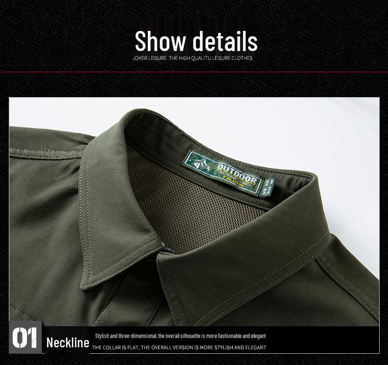 Men's Outdoor Quick Dry Tactical Shirt - Long Sleeve, Breathable, Elastic, Multi-Pocket