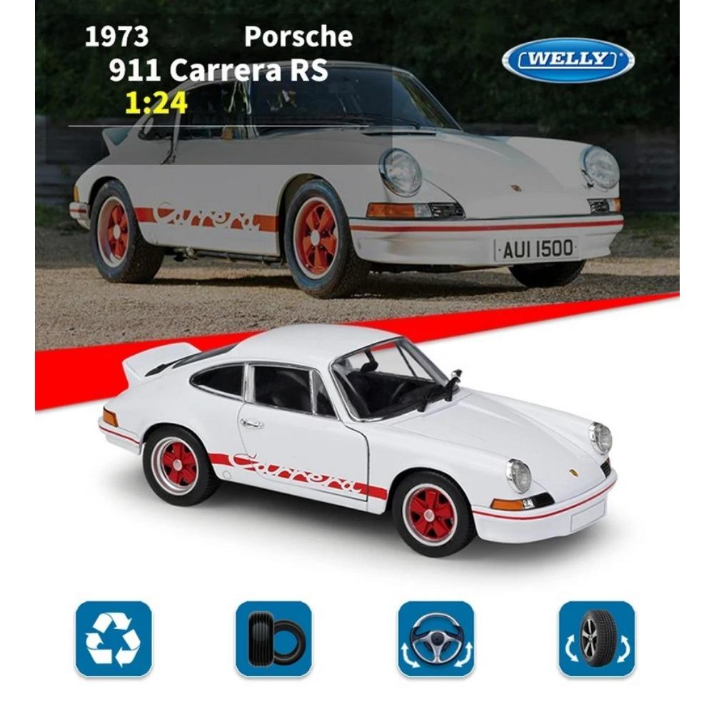 WELLY 1/24 Porsche 911 CARRERA RS 2.7 Alloy Scale Car Model Diecast Metal Static Collection Children Toy Car Vehicles Gift