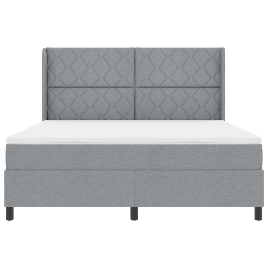 Box Spring Bed with Pillows Light Gray 200 x 180 cm Fabric