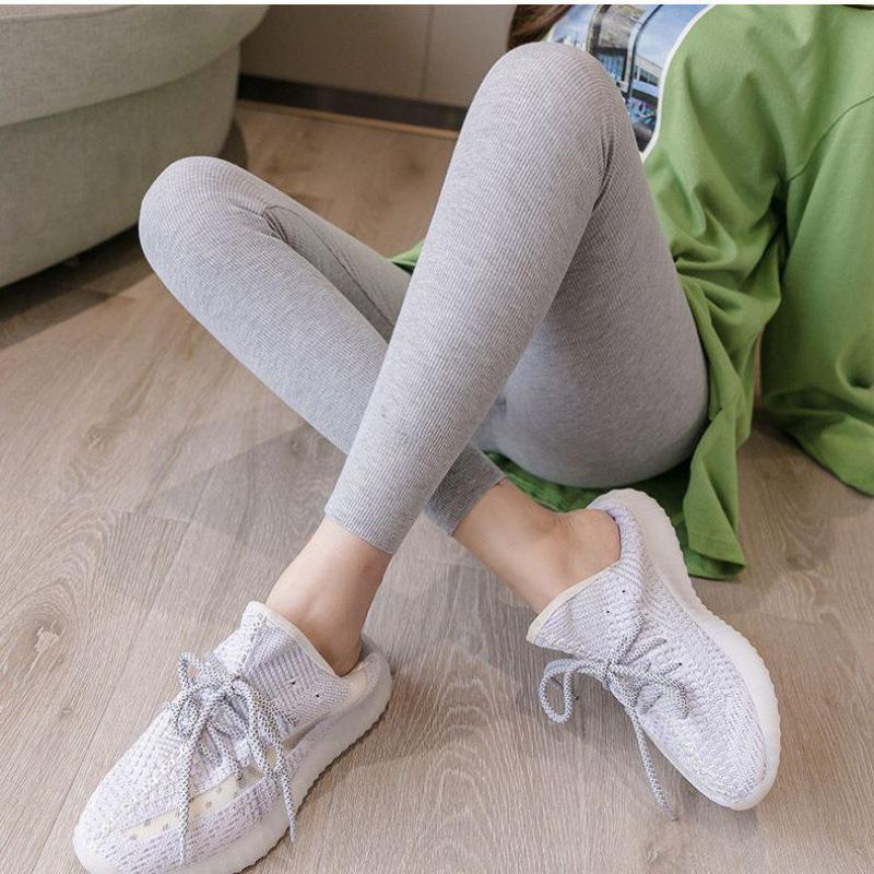 

Брюки для поддержки живота для беременных: Демисезонная верхняя одежда, Зимняя с плюшевой подкладкой, Плотные леггинсы Spring/Autumn, Ribbed, Light Gray