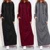 Damen Maxikleid Langarm Kapuze Damen Lässige Kapuzenpullover Lange Kleider