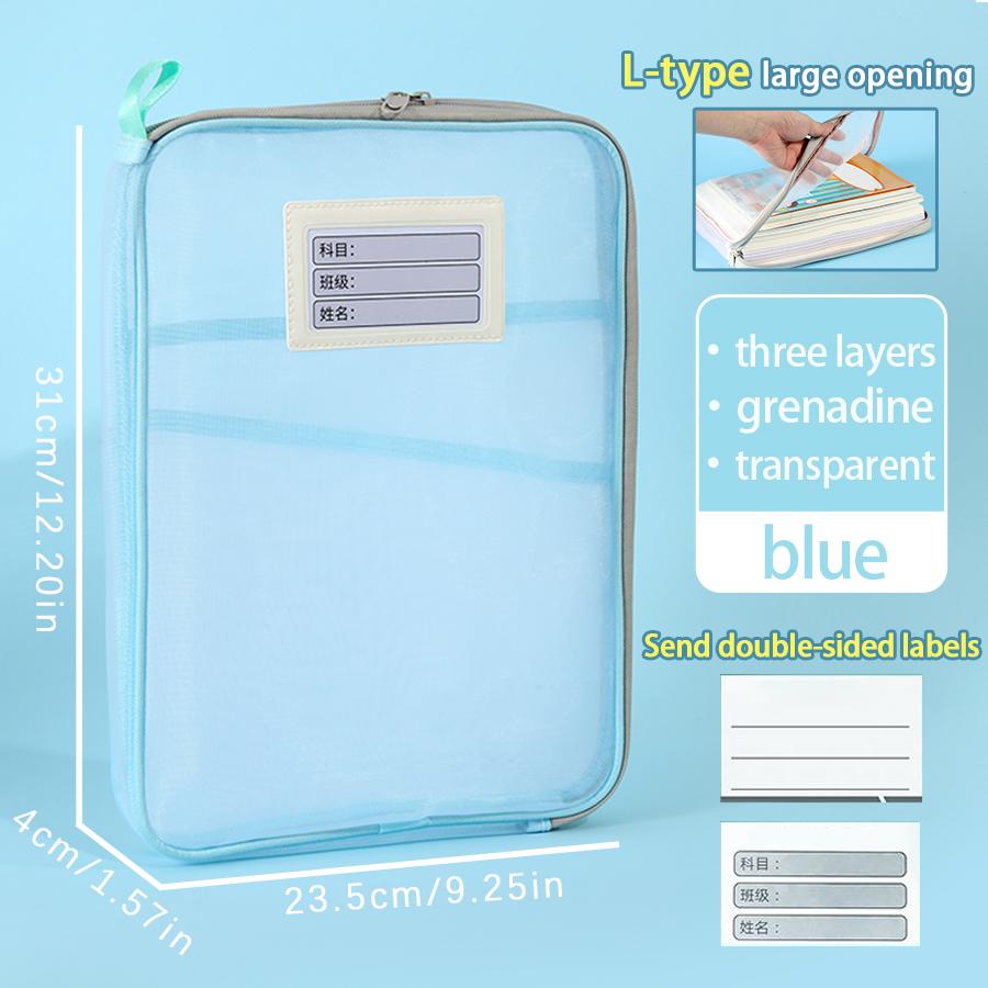 Aktentasche aus Netzstoff mit Reißverschluss für Schülerprüfungen, Schreibwarenhalter, Aufbewahrungstasche, durchscheinender Reißverschluss, Bleistifttasche, Büro-/Schulbedarf