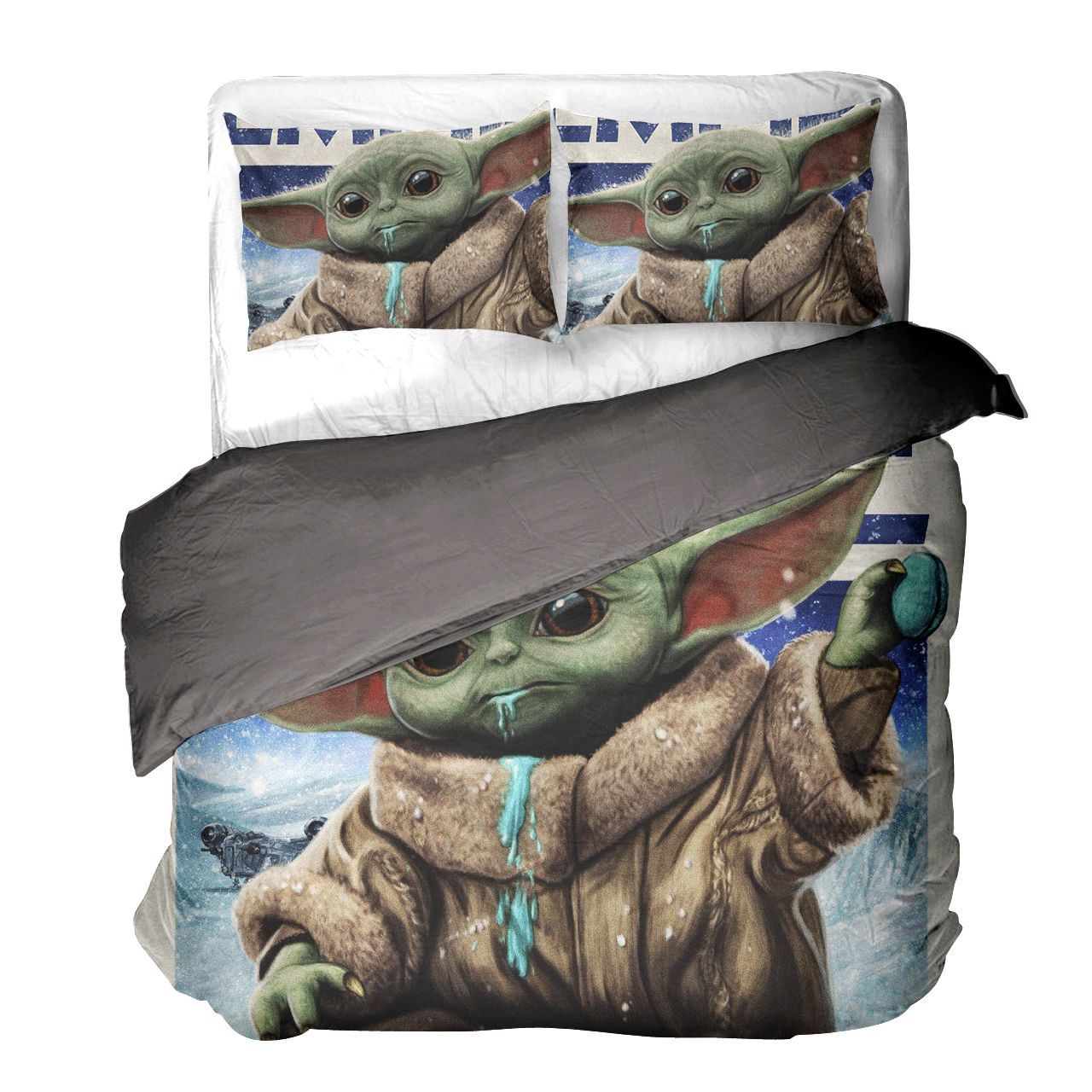 

Зоряні Війни Малюк Йода 3D Цифровий Друк Набір Постільної Білизни з Трьох Предметів quilt cover 135 * 200 * 1 2pcs
