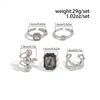 SHIXIN 5Pcs/Set New Fashion Acrylic Rhinestone Open Rings for Women Vintage Geometric Square Adjustable Knuckle Ring Men Jewelry