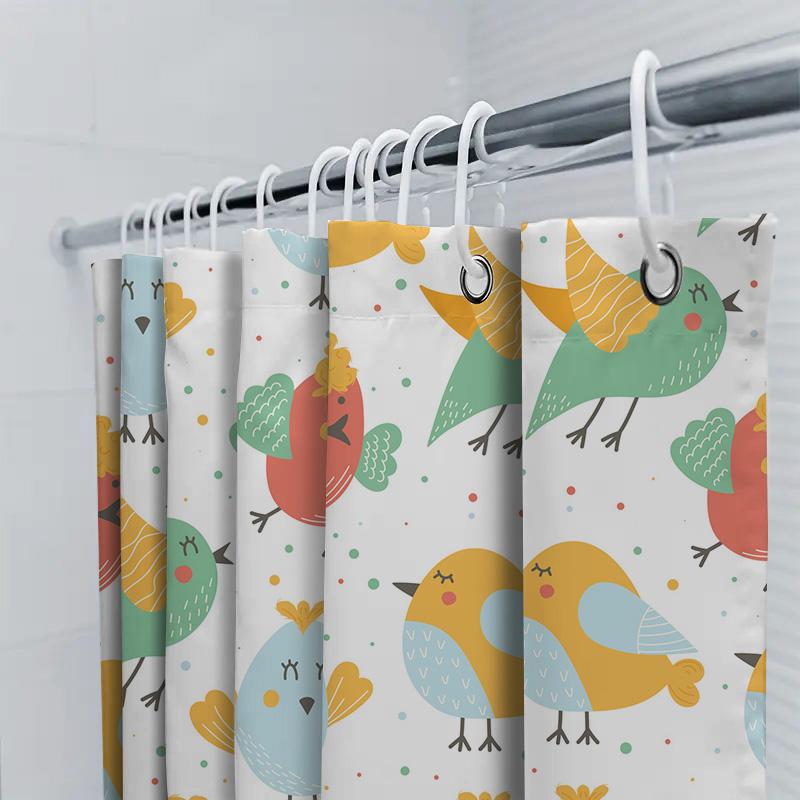 Adorable Animal Print Shower Curtain 3D Printed Fabric Waterproof Bathroom Decor For Kids Room Home Decoration Multicolored Bird