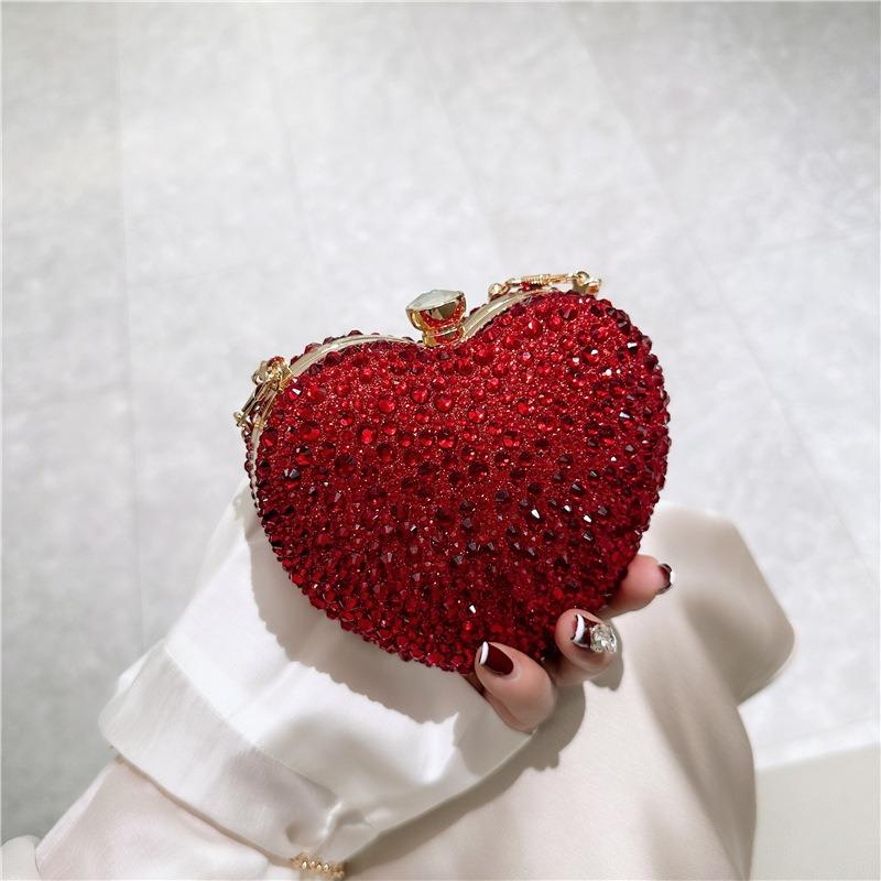 New love diamond-encrusted messenger women's bag mini acrylic bag dinner temperament shoulder portable cosmetic bag