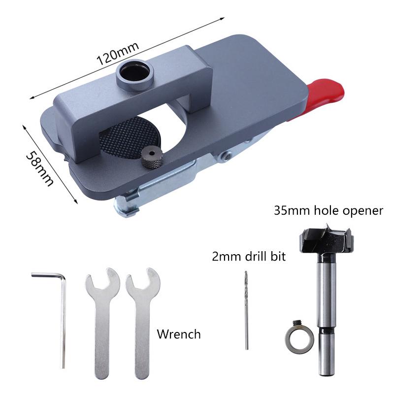 Furniture Hinge Drilling Woodworking Tools 35mm Hinge Boring Jig Kit Hinge Hole Opener Template Puncher Locator Cabinet