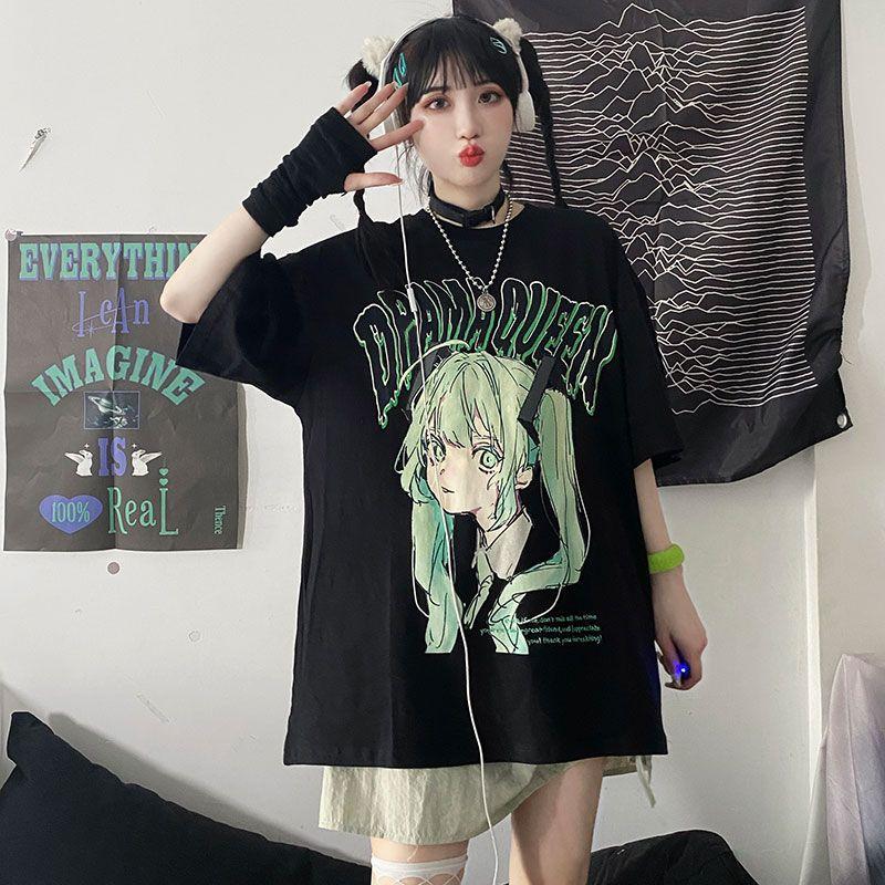 Cartoon Graphic Printed T-shirt Women Men Oversized Y2k Short Sleeve High Quality Streetwear Harajuku Male Female Clothing