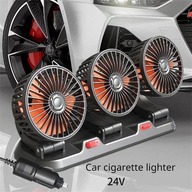 Car Fan Three-Head Automotive Electric Fan USB/12V/24V Fan 2 Speeds Car Silent Fan for Truck Car SUV RV Tent Auto Vehicles