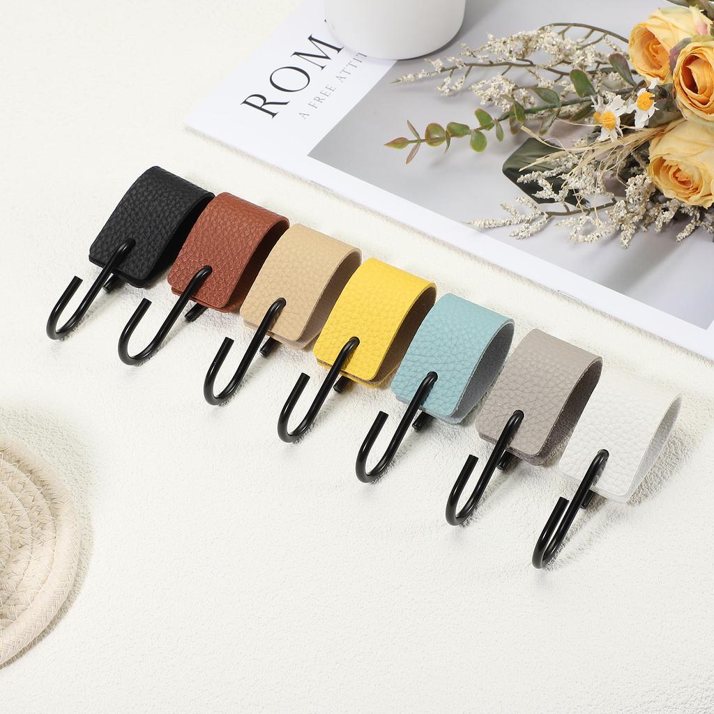 4/6/12pcs PU Leather S Hooks, Multifunctional S Shaped Hooks Hanging Hook for Hanging Coat Towel Camping Kitchen Bathroom Handle