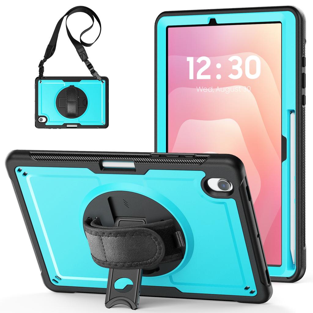 Für Samsung Galaxy Tab S10 Lite Hülle PC + TPE Tablet-Abdeckung mit Handschlaufe und Schultergurt