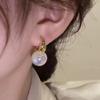 Trendy Charm Pearl Hoop Earring for Women Dangle Earring Wedding Bride Accessories Jewelry Gift