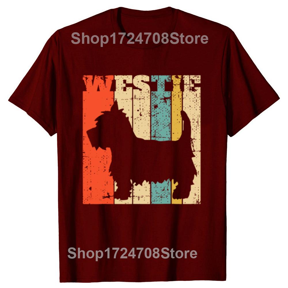 West Highland Terrier Westie Retro Vintage T Shirts Streetwear Short Sleeve Birthday Gifts Summer Style T-shirt Mens Clothing