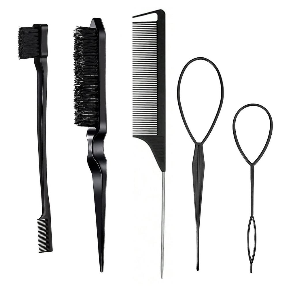 3/5Pcs Hairdressing Tools Pointed Tail Comb Dual Head Eyebrow Brush Triple Row Comb Coiler Hair Salon Styling Comb