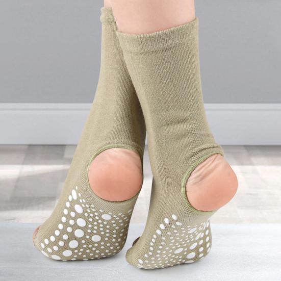 1 Pair Toeless Yoga Socks with Non-slip Gripper Breathable Moisture-Wicking Ballet Dance Fitness Pilates Athletic Gym Sports Open Five Toe Socks
