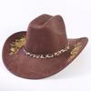 Beliebter europäischer und amerikanischer klassischer Wildleder Western Cowboyhut für Herren und Damen, großer Schirm, bestickt, Outdoor-Sonnenhut