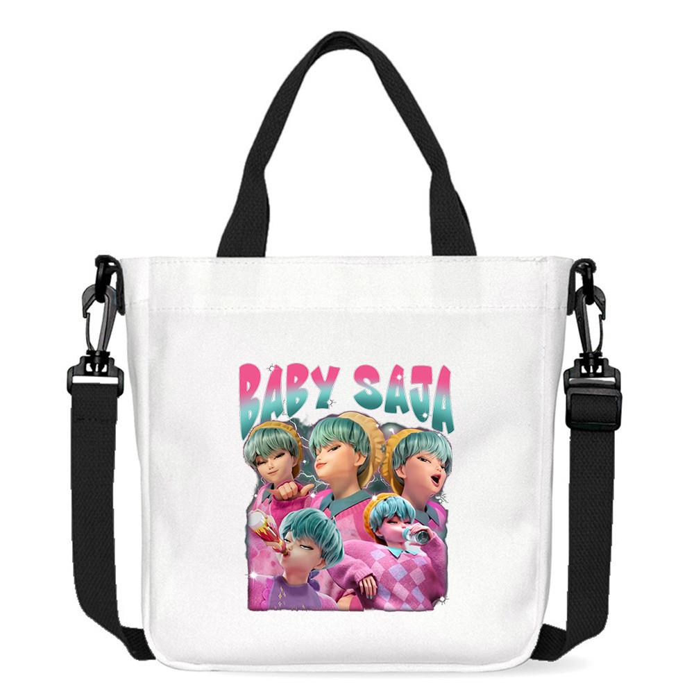 Kids Girls Kpop Hunters Derpy Rumi Zoey Mira Printed Student Lightweight Crossbody Bag Casual Canvas Shoulder Bags