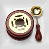 Solid Wood Wax Seal Set Vintage with Handle Wax Bead Melting Heater with Spoon Heating Stove Wax Melting Furnace for 2/3 Pcs