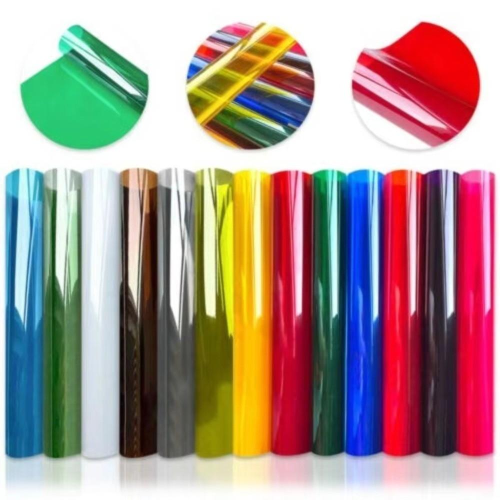 10 ks DIY Barevný Filtrační Gelový Film A4 Čirý Průhledný Barevný Acetátový List Tloušťka 0,3 mm Průhledný PVC List