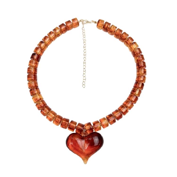 Clumpy Rosin Heart Charm Necklace Artisanal Detailing Even Elegant Layering Jewelry Part Elegant Rosin Heart Necklace 1