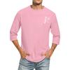 Men's casual and fashionable printed collar three-quarter sleeve top T-shirt