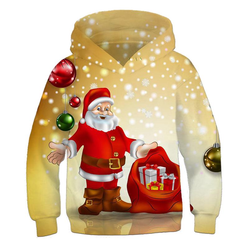 Christmas Gift Kids' Santa Claus Hoodie Children's Print Top Girls Casual Clothes Sweatshirt Autumn Boys' Hoodies Long sleeved