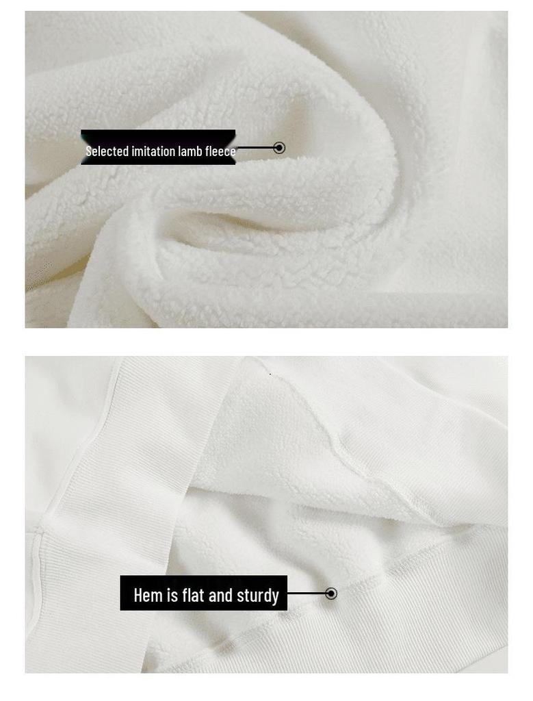 Men's Heavyweight Velvet Crewneck Sweatshirt - Thick Lambswool-Style, Loose Fit, Solid Color, Unisex, 500g.