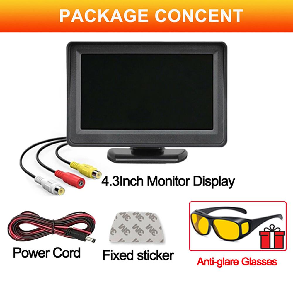 

4,3-дюймовый монитор экрана камеры заднего вида, камера заднего хода, автомобильная парковочная система, камера для транспортного средства, бесплатные антибликовые очки