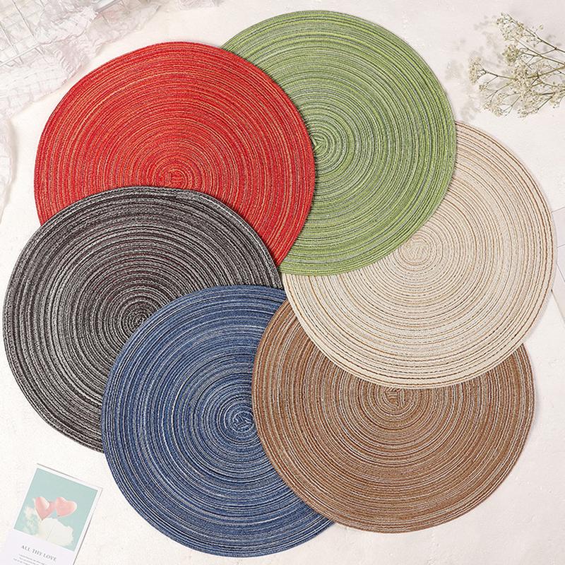 3Pcs European Style Round Cotton Gauze Placemats, Heatproof Non Slip Table Mats for Dining Table, Cup Coasters ZSY
