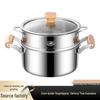 Olla de Cocina de Doble Capa de Acero Inoxidable 304 para Comida de Bebé, Cocción al Vapor, Sopa y Fideos - Sin Recubrimiento, Olla Pequeña Engrosada para Leche.