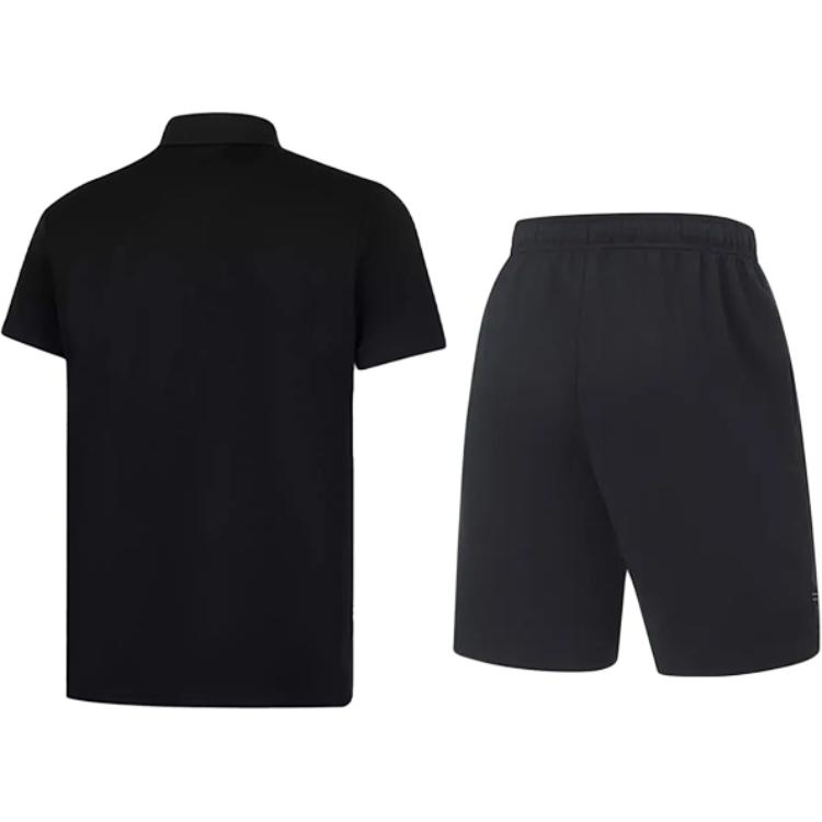 Li-Ning Plain Simple Fashion Breathable Comfortable Short Sleeve Polo Shirt Casual Sports Suit Unisex Polo Shirt APLV495-4+AKST543-3