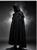 Medieval Vintage Hooded Long Cos Cloak, Dark Green Double Lapel Tie Cape, Unisex Ranger Hunter Wizard Role Play Costume, Retro Gothic Cosplay Coat