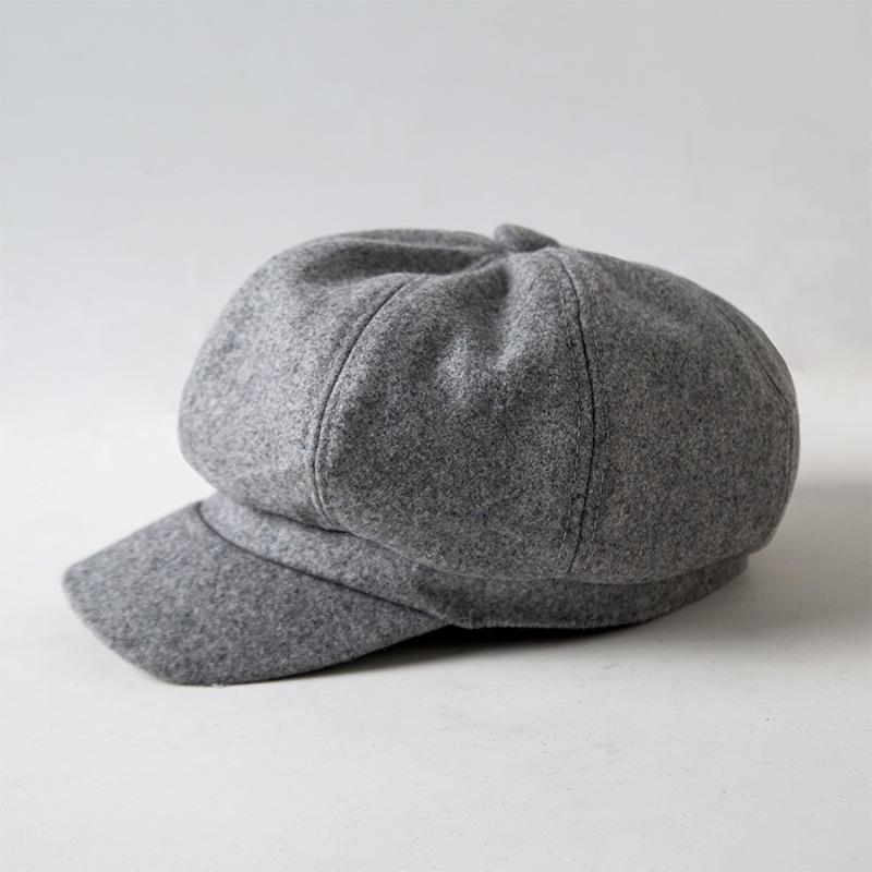 

Octagonal Hat for Women In FallSeason and ColdSeason Korean British Style Beret Wool Duck Tongue Painter Hat Japanese Versatile BrandNewspaper Boy M（56-58cm）