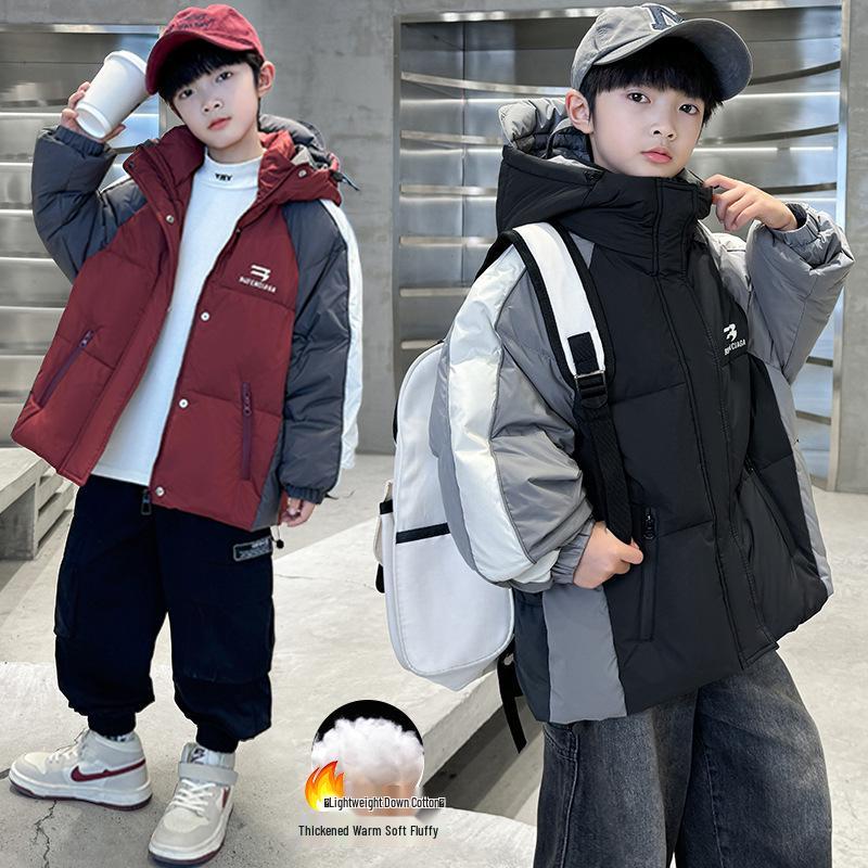 Boys' Winter Thickened Down Cotton Jacket 2025 - Fashionable Middle and Large Children's Warm Coat