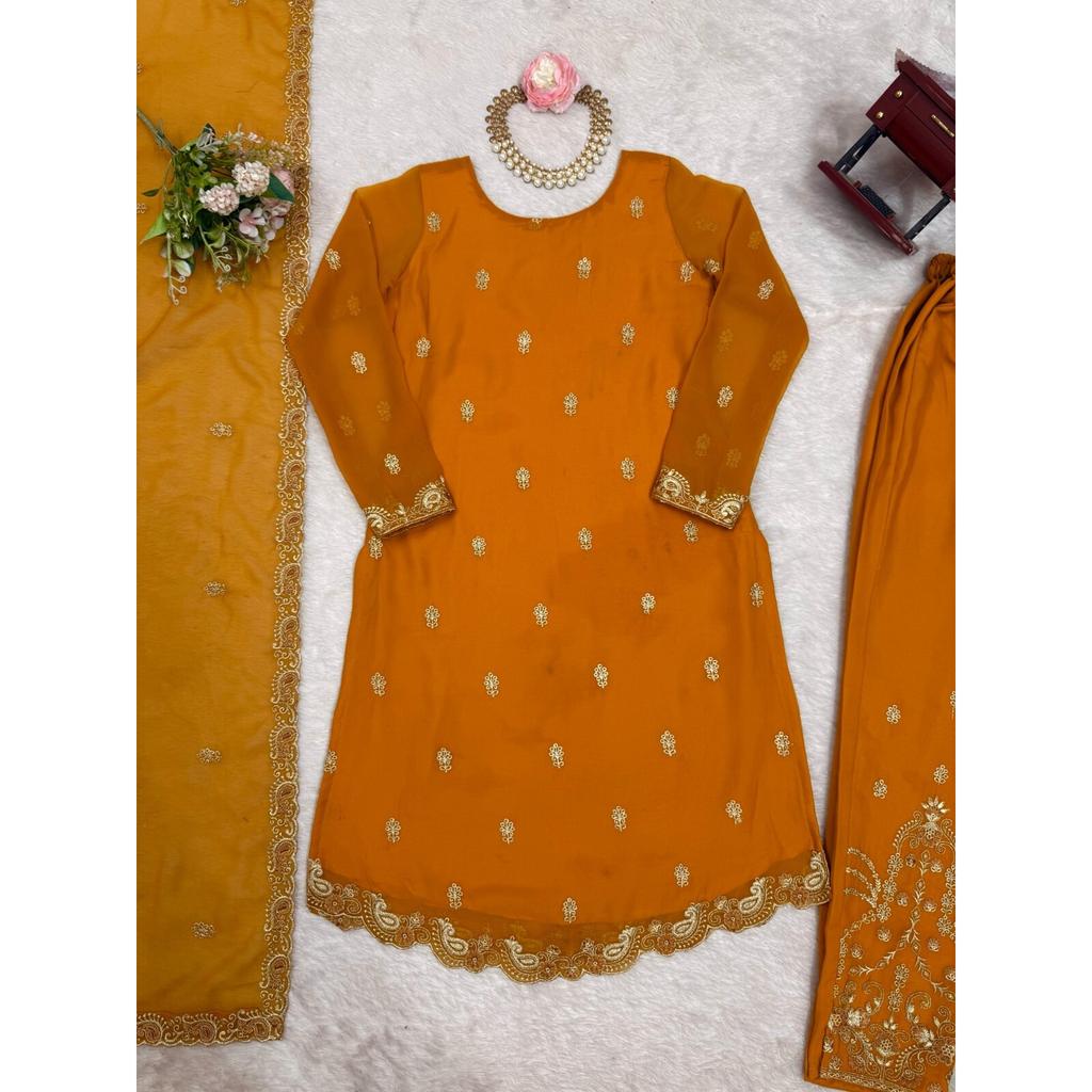 Indian Pakistani Ready To Wear Salwar Suit Kurta Pant Dupatta Set Party Wear SC-2113