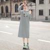 Sibaishe Women's Cartoon Embroidered Hooded Sweatshirt Dress