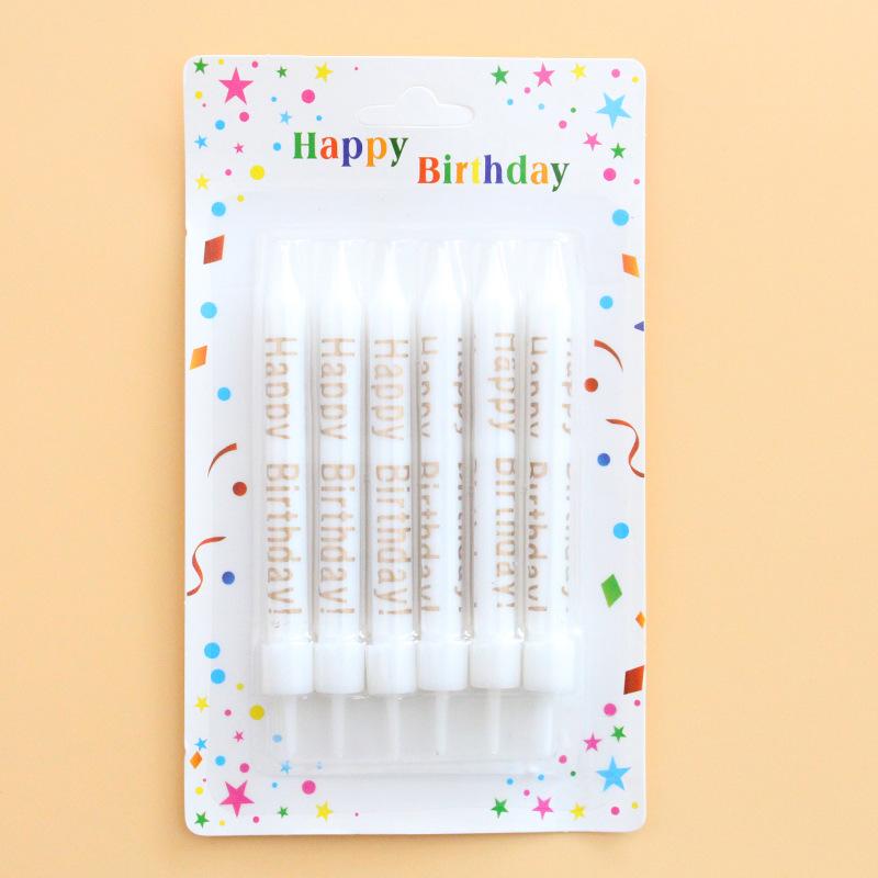 INS Black and White Printed HAPPY BIRTHDAY Cake Candles Children's Party Color Printed Candles