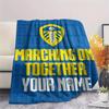 1PC Custom Name Leeds United Patterned Flannel Blanket Suitable For All Seasons for Home Decor Warmth and Comfort Gifts Holiday Present_xia