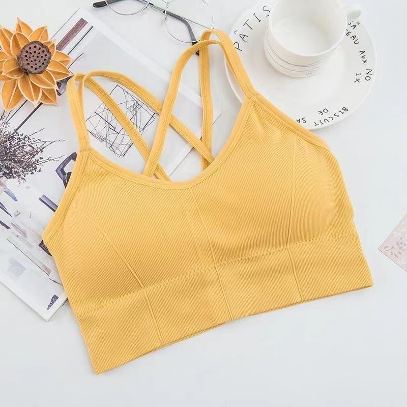Sutiã esportivo feminino cropped respirável anti-suor sem costura top fitness sutiã de ioga top cropped à prova de choque push up top de treino de academia para meninas
