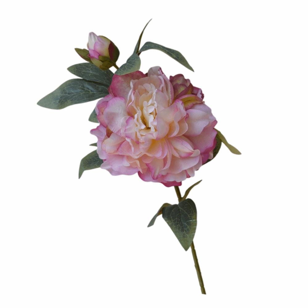 Jedwabne Płatki Symulacja Kwiatu Peonii Zielone Liście Sztuczny Kwiat Peonia Sztuczny Kwiat Prezent