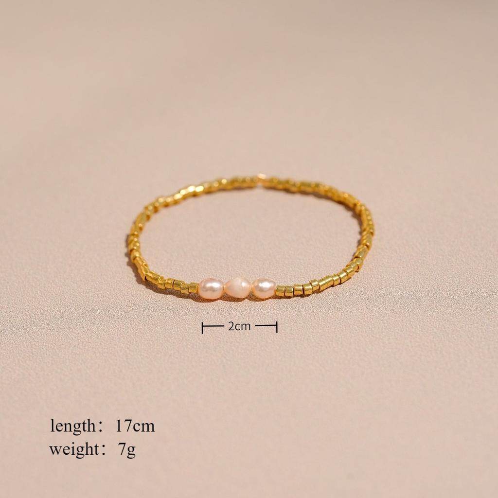 Woven Natural Freshwater Pearl Bracelet Baroque Pearl Beaded Ring Set Color Retaining Jewelry Women