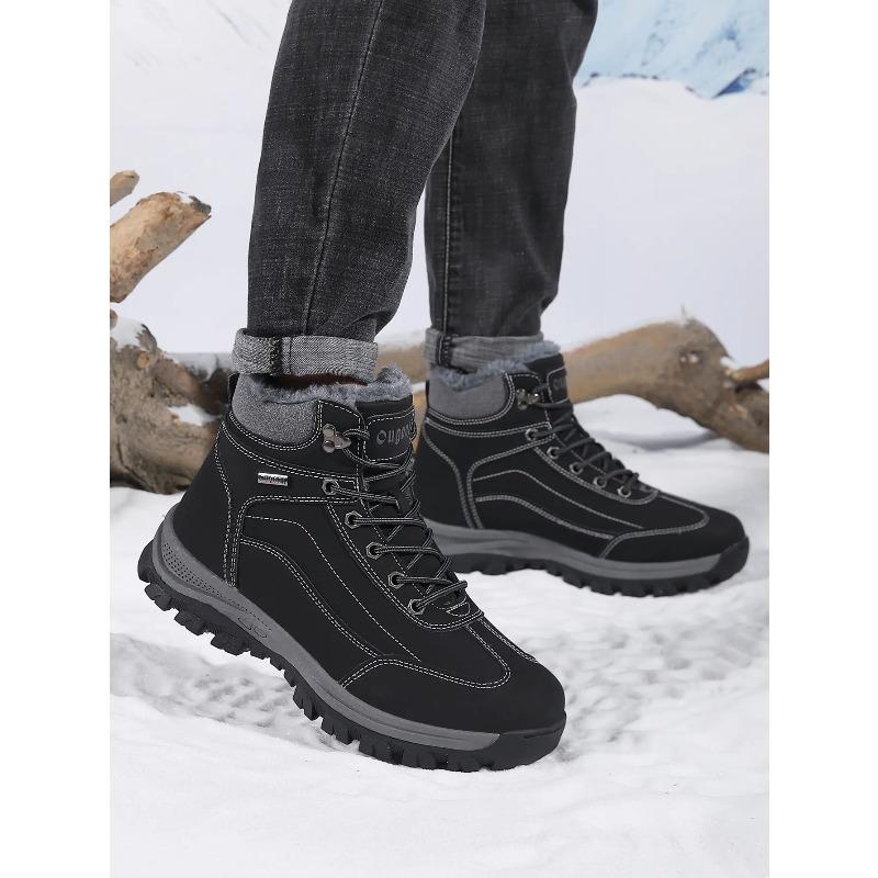 Winter Men's Boots Warm Men's Snow Boots High Quality Leather Waterproof Men Sneakers Outdoor Men Hiking Boots Work Shoes