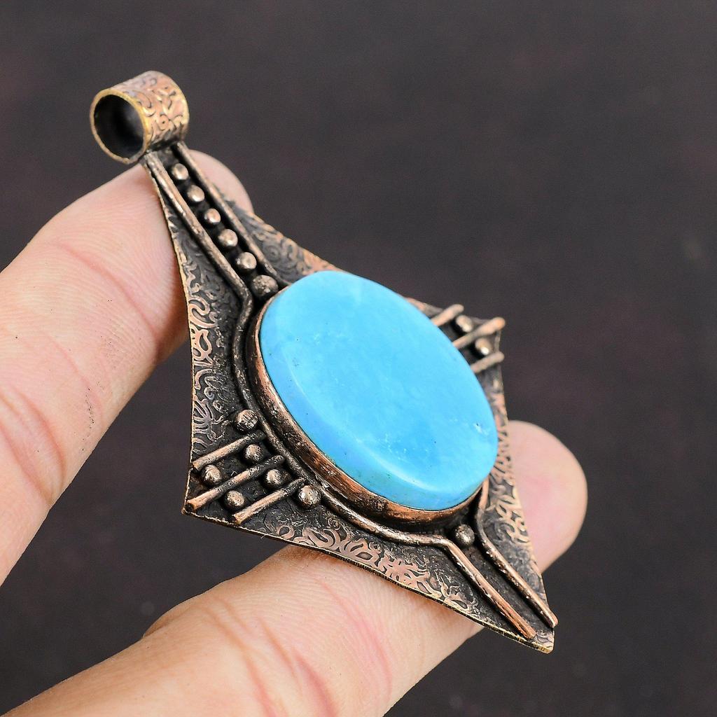 Arizona Turquoise Pendant Copper Pendant Handmade Pendant Unique Copper Jewelry Natural Gemstone Pendant Turquoise Jewelry Gift For Friend