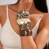 Leather Acrylic Smudged Leopard Print Geometric Round Bracelet Autumn and Winter Maillard Jewelry