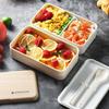 Mikrowellen-Doppelschicht-Lunchbox 1200ml Holzoptik Salat-Bento-Box BPA-frei Tragbare Behälterbox Arbeiter Student