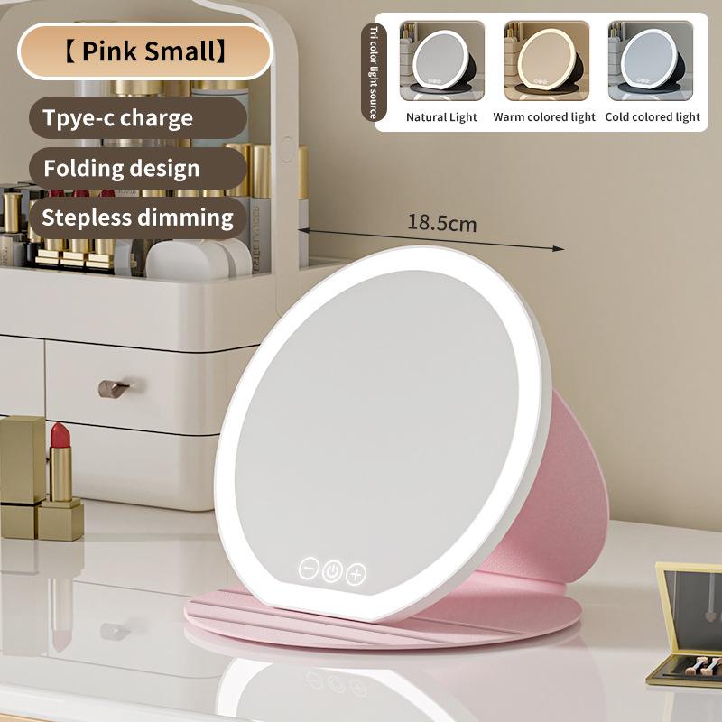 LED Makeup Mirror, Portable Mirror, Foldable with Light, Vanity Mirror, Desktop Fill Light Mirror