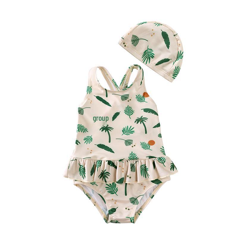 Costume da bagno intero da bambina con spalline e fantasia floreale - Carino Costume da bagno senza schiena per Estate e Primavera