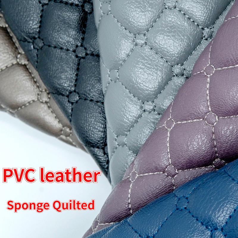 100*147cm Artificial PU Leather Fabric Quilted Embroidered Lattice PVC Leather For Diy Car Seat Cushion Luggage Upholstery Decor