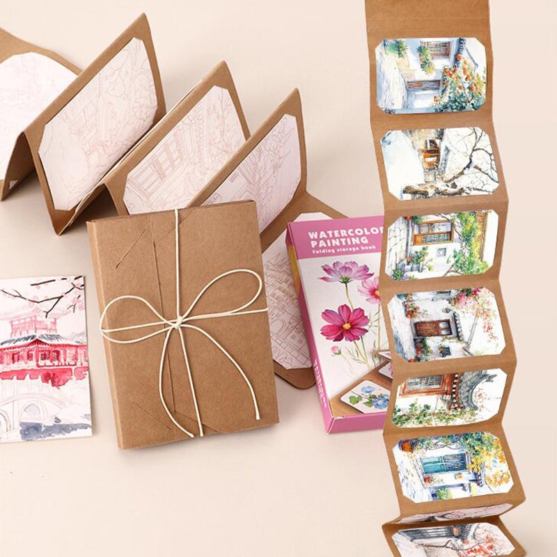 9 Blatt/Set Aquarellmalset, Dickes Aquarell-Faltaufbewahrungsbuch Mit Einem Stift, Feiertags-Geburtstagsgeschenk, Partygeschenk