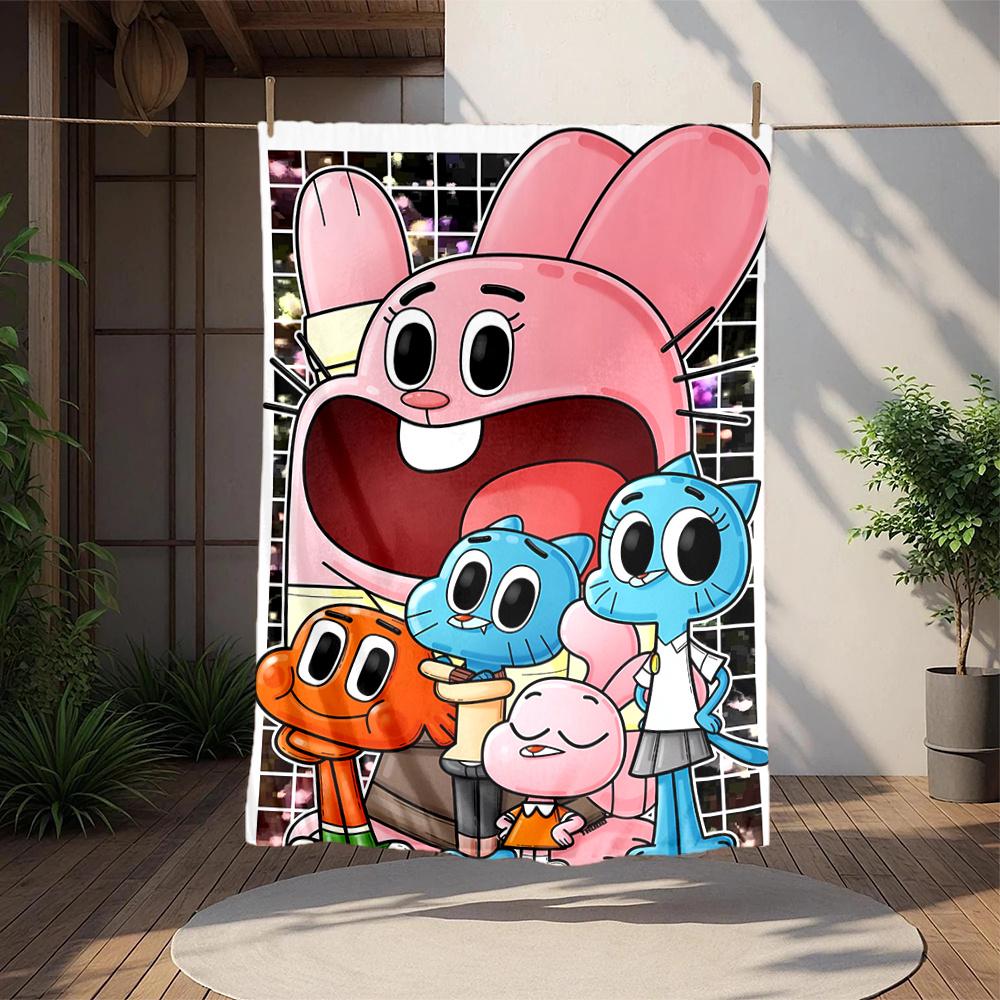 

1 шт. Удивительный мир Гамбола, Cartoon Network, Цифровой печатный фланелевый плед, Супермягкое плюшевое покрывало для кровати, Плед для дивана, кровати, офиса, 70149 80cm x 120cm